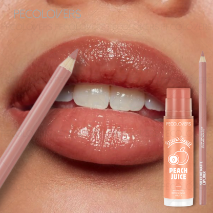 2pcs set Moisturizing Lip Balm & Matte Non-stick Cup Lipline，Long-lasting Lip，2-in-1 Matte Lip Liner Lipstick Pen