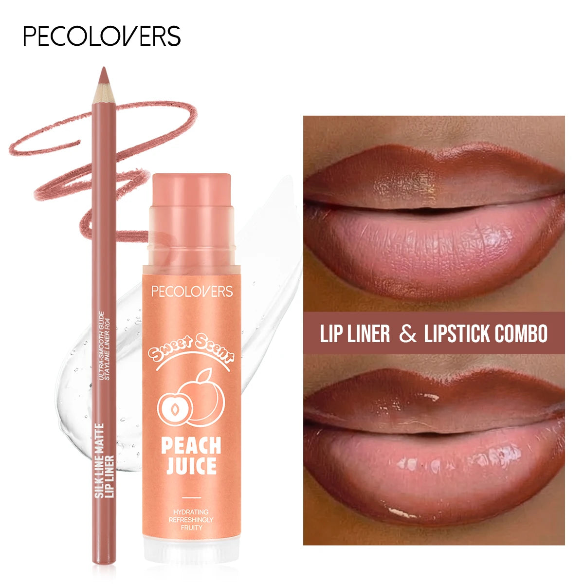 2pcs set Moisturizing Lip Balm & Matte Non-stick Cup Lipline，Long-lasting Lip，2-in-1 Matte Lip Liner Lipstick Pen