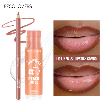 2pcs set Moisturizing Lip Balm & Matte Non-stick Cup Lipline，Long-lasting Lip，2-in-1 Matte Lip Liner Lipstick Pen