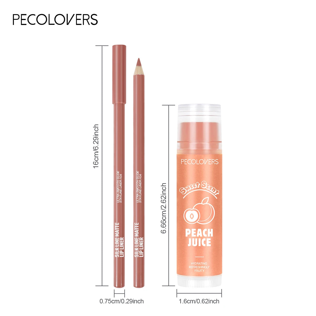 2pcs set Moisturizing Lip Balm & Matte Non-stick Cup Lipline，Long-lasting Lip，2-in-1 Matte Lip Liner Lipstick Pen