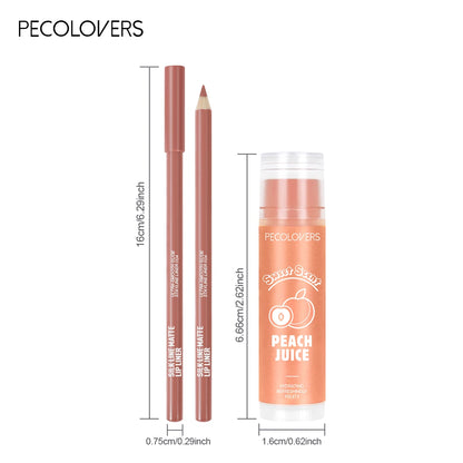 2pcs set Moisturizing Lip Balm & Matte Non-stick Cup Lipline，Long-lasting Lip，2-in-1 Matte Lip Liner Lipstick Pen